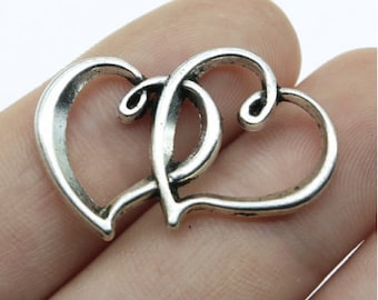 10PCS Double loves charms---32x25mm Antique silver DIY jewelry handmade base material