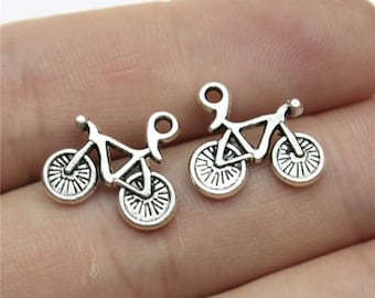 30 pendentifs à breloques pour vélos ---15x16 mm, argent antique, bijoux à bricoler soi-même