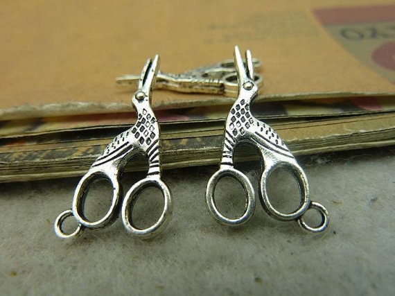 30pcs Crane Scissors Charms Pendant 15x28mm Antique Silver DIY Jewelry  Making Ornament Accessories
