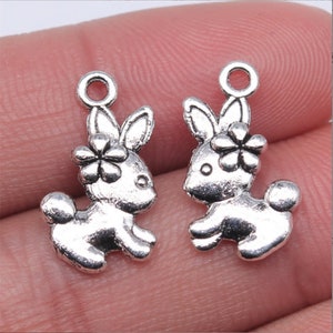 50pcs Rabbits charms pendant---18x10mm Antique silver DIY jewelry handmade base material