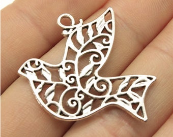 10pcs Peace Dove charms pendant---36x32mm Antique silver/Antique bronze DIY jewelry handmade base material