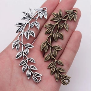 5pcs Olive branch charms pendant---87x38mm Antique silver/Antique bronze DIY jewelry handmade base material