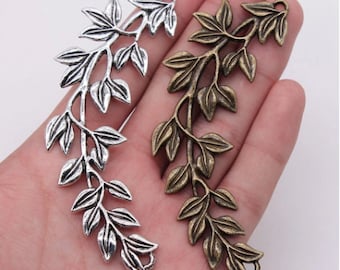 5pcs Olive branch charms pendant---87x38mm Antique silver/Antique bronze DIY jewelry handmade base material