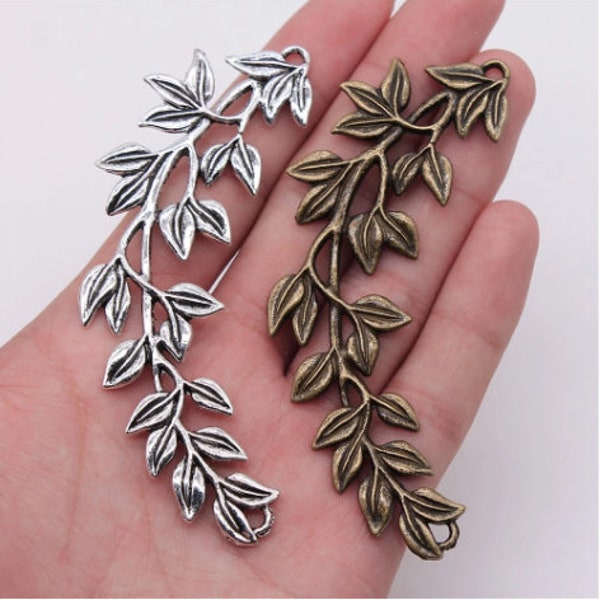 5pcs Olive branch charms pendant---87x38mm Antique silver/Antique bronze DIY jewelry handmade base material