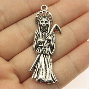 5pcs Santa Muerte charms pendant---51x19mm Antique silver DIY jewelry handmade base material