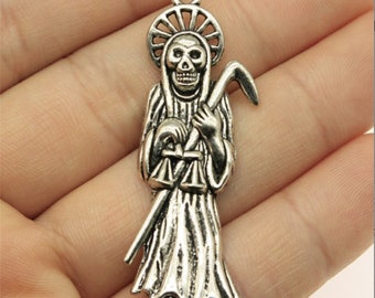 5pcs Santa Muerte charms pendant---51x19mm Antique silver DIY jewelry handmade base material