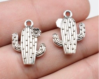 20pcs Desert Cactus charms pendant 15x20mm Antique silver DIY Jewelry Making Base Material