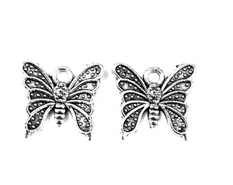 20pcs Butterfly charms pendant---15x14mm Antique silver DIY jewelry handmade base material