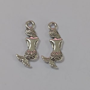 30PCS Mermaid charms pendant21x10mm Antique silver/Antique bronze DIY jewelry handmade base material image 6