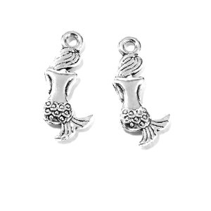 30PCS Mermaid charms pendant21x10mm Antique silver/Antique bronze DIY jewelry handmade base material image 5