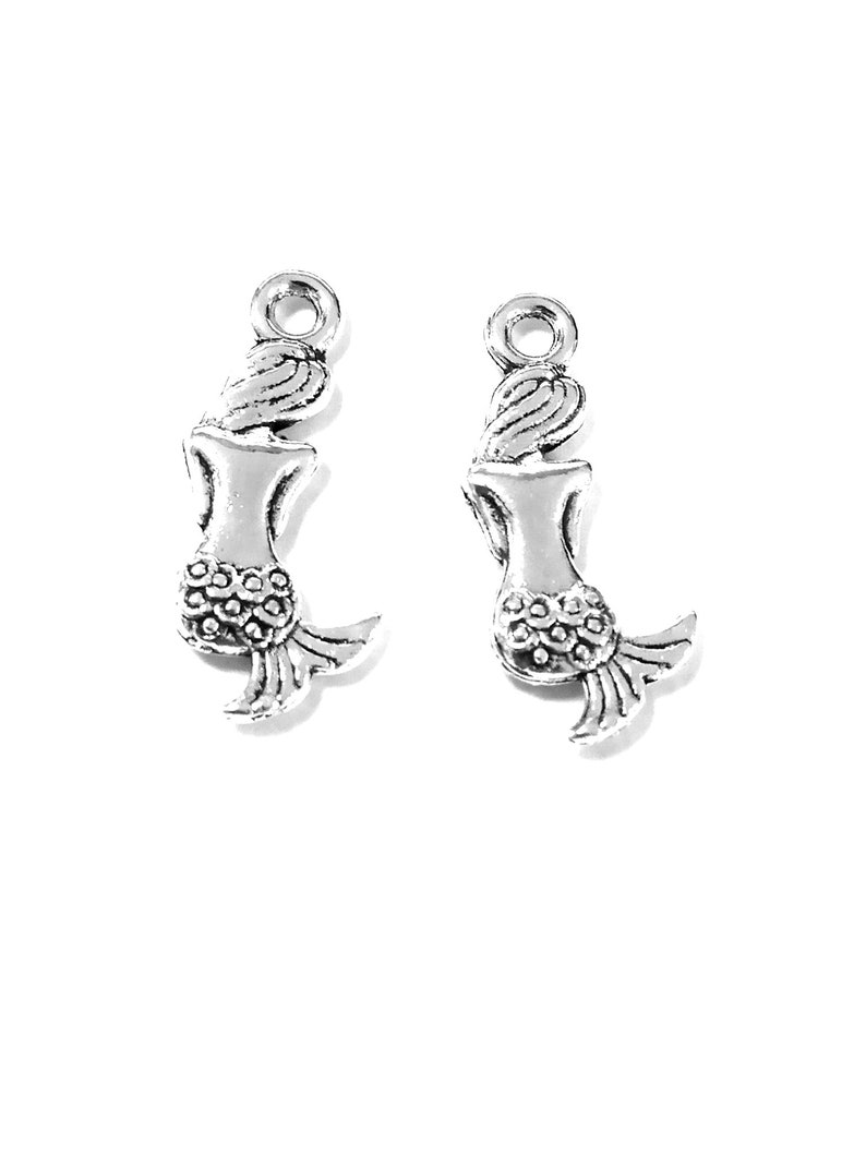 30PCS Mermaid charms pendant21x10mm Antique silver/Antique bronze DIY jewelry handmade base material image 5