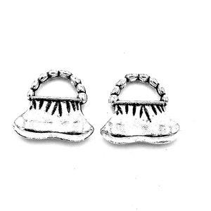 20 colgantes para bolso de mano, 14 x 14 mm, plata antigua, joyería artesanal, material base.