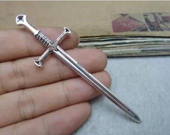 10pcs Sword Charms 25x88mm Antique Silver/Bronze DIY Jewelry Accessories