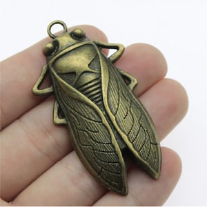 5pcs 34x62mm Zilver Cicada Insecten Charm Hanger afbeelding 2