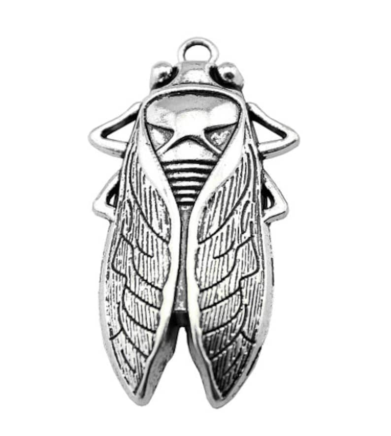 5pcs 34x62mm Zilver Cicada Insecten Charm Hanger afbeelding 5