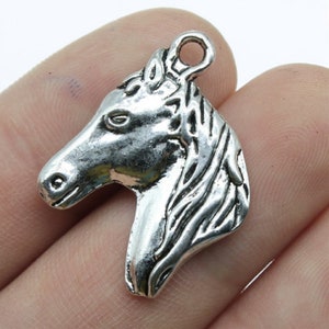 10pcs Horse Charms Pendant28x22mm Antique Silver DIY Jewelry Making Ornament Accessories Antique Silver