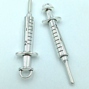 5PCS Syringe charms pendant62x6mm Antique silver DIY jewelry handmade base material image 8