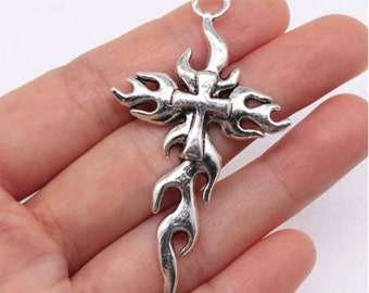 5pcs Cross chamrs pendant 64x36mm antique silver DIY Jewelry Accessories