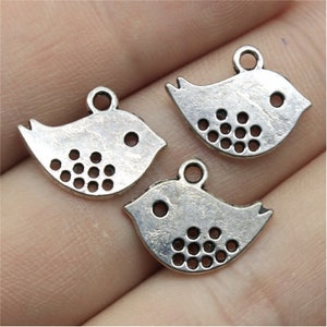 50Pcs Birds charms pendant---16x13mm Antique silver DIY jewelry handmade base material