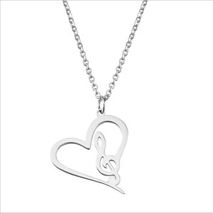 Stainless steel love music notation pendant necklace2 colors free choice image 1