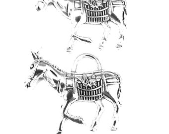 10 Stück Esel Charms Anhänger --- 33x30mm Antikes Silber DIY Schmuck handgemachtes Grundmaterial