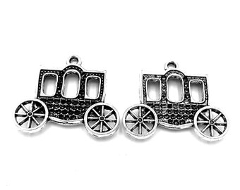 10pcs Retro carriage charms pendant---30x27mm Antique silver DIY jewelry handmade base material