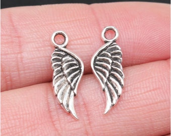 50 pièces pendentif à breloques ailes d'ange --- 21x8 mm argent antique bijoux à bricoler soi-même accessoires