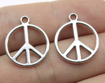 25pcs Peace symbol charms pendant --- 21x17mm antique silver DIY jewelry handmade base material