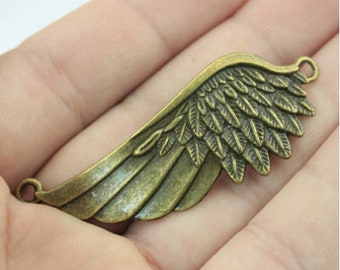 2pcs Angel wing link charms 60x22mm Antique bronze DIY jewelry handmade base material