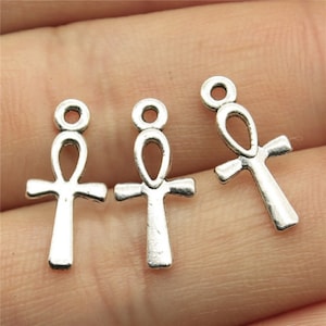 50pcs Cross charms pendant 8x18mm antique silver DIY jewelry handmade base material
