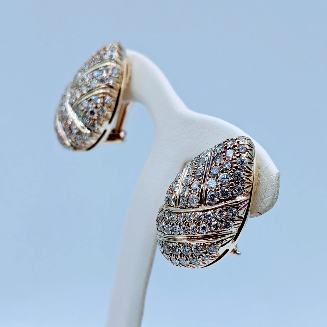 Bright 14k Pave Diamond Clip On Earrings Etsy