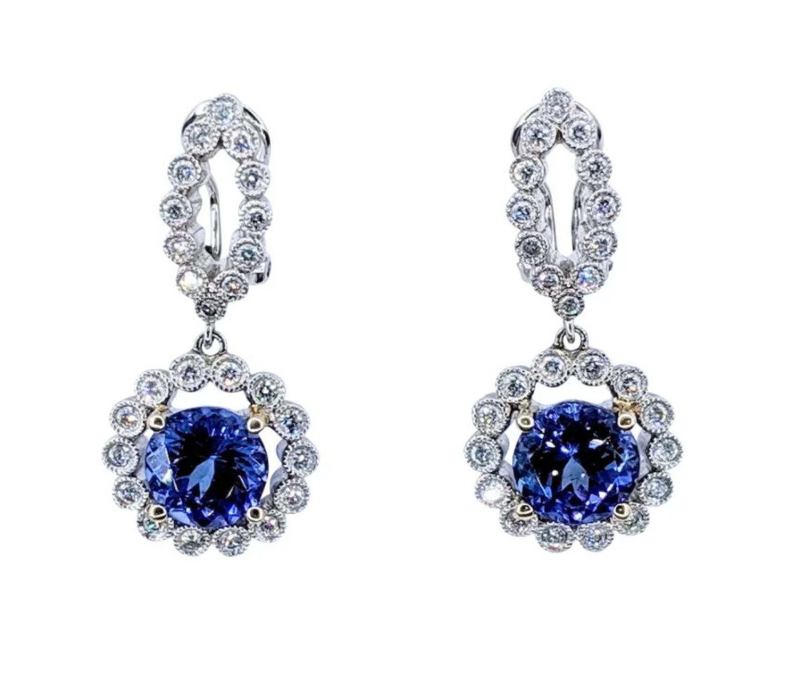 Glamorous Tanzanite & Diamond Earrings | Etsy