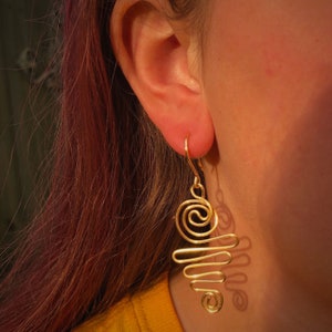 Handmade Wire Wrapped Golden Spiral Earrings