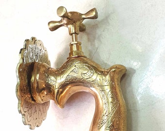 Rubinetto per bagno in ottone marocchino fatto a mano, rubinetto per lavabo a parete