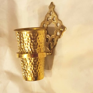Messing Wand Zahnputzbecher, Zahnbürste und Zahnpasta Becher, marokkanisches Dekor, marokkanisches Badezimmerzubehör