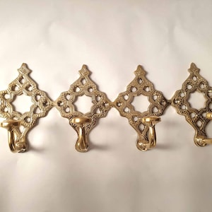 Moroccan Large Brass Ornate Hook, Handmade Brass Hook, key Wall Hook Hooks, Brass Wall Hanging, Brass Coat Hook home decor