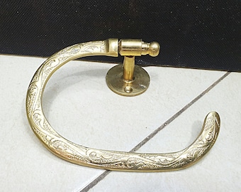 Moroccan Brass Handmade Toilet Tissue Paper Holder - Hand Towel Holder Hanger Brass Bathroom Hook Handle - Wc Tissue Holder