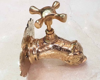 Moroccan Brass Fish Faucet, Wall Mount Vessel Sink Tap