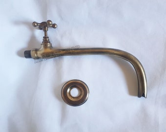 Rubinetto da parete in bronzo marocchino - Rubinetto da bagno vintage, ottone patinato di grandi dimensioni