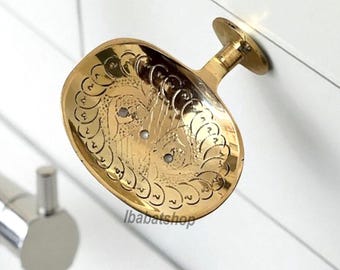 Handmade Unlacquered Brass Wall Soap Dish, Moroccan Bathroom Decor