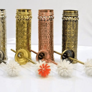 Moroccan Toilet Brush Holder Freestanding - Toilet Brush - Unlacquered Brass-Antique Brass Finishing-SDR-WC Brush-Bath Set