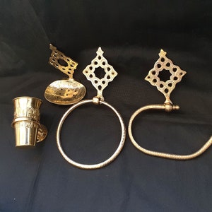 4er Set Badezimmer Accessoires, Messing Ring Handtuchhalter, Handtuchhalter, Seifenschale, Zahnbürstenhalter, Badezimmer Dekor - Accessories Art