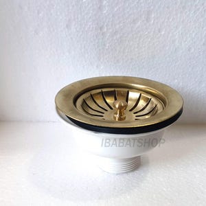 Unlacquered Brass Kitchen Sink Strainer, Drain Stopper Plug