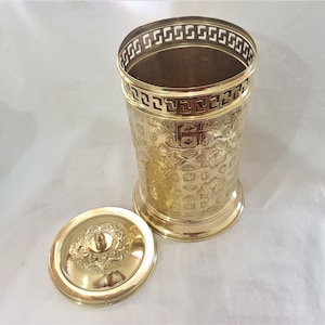 Cestino per la spazzatura in ottone con incisione marocchina - Cestino Poubelle - Cestino per la carta straccia / WC in ottone decorativo - accessori per il bagno
