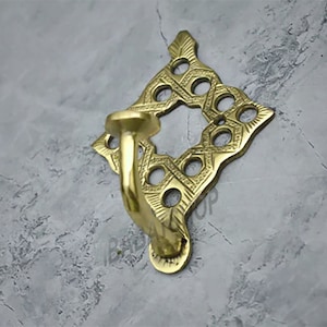 Moroccan Handmade Brass Wall Hook, Decorative Robe Hook & Wall Towel Hanger for Stylish Bathrooms,Brass Ornate Hook, Key Wall Hook Hooks