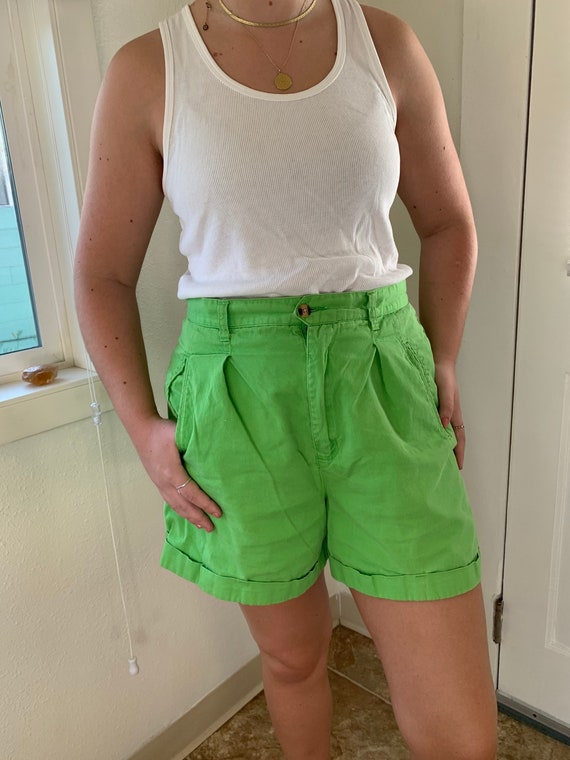 lime green high waisted shorts