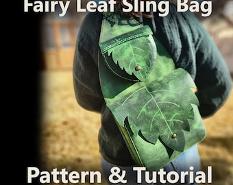 Fairy Leaf Sling Bag PDF Pattern – DIY Leather Crossbody Fantasy Bag with Leaf Flap Pockets | Cosplay, LARP, Ren Faire