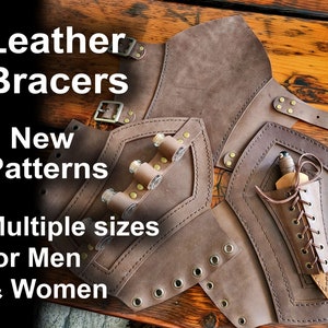 New Leather Bracers Bundle  - DIY Arm Guard Patterns: Medieval Bracers, Fantasy, LARP, Template for Cosplay or Renfair Bundle - PDF Download