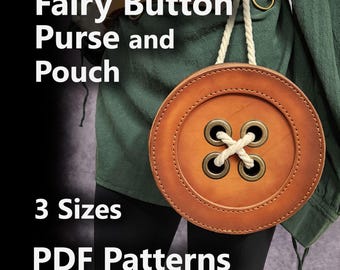 Feenknopf-Geldbörse oder -Beutel – DIY-Lederschnittmuster (PDF, 3 Größen) – Elfen-, Druiden- oder Feen-Geldbörse oder -Beutel für Cosplay, LARP und Mittelaltermärkte
