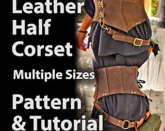 Steampunk halvkorsettmönsterhandledning - DIY PDF korsettbälte - Medeltida korsettbälte Perfekt för Comiccon-kostym, Renfaire-cosplay eller D&D